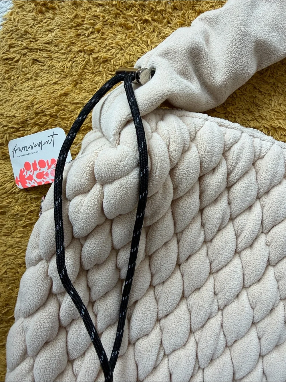 NWT Free People Pucker Up Fleece Carryall Bag Tan $100 MSRP